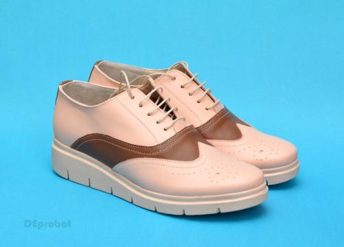 Pantofi dama bej casual-eleganti din piele naturala P174