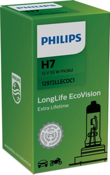 Bec far H7 55W 12V Longer Life Ecovision (cutie) Philips