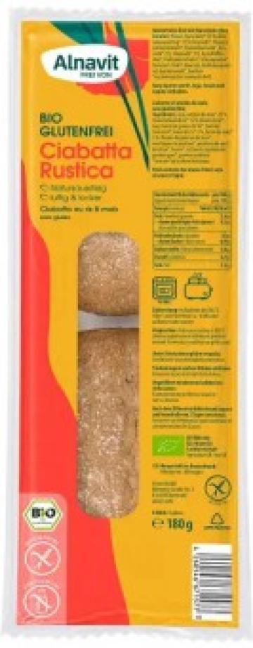 Ciabatta precoapta rustica bio 2buc 180g Alnavit
