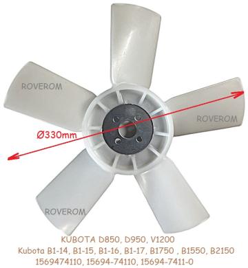 Ventilator (elice) Kubota B1-14, B1-15, B1-16, B1-17, B1750 de la Roverom Srl