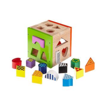 Jucarie Cub lemn potrivire forme colorate 15 piese, Eichhorn de la Novator Impex Srl