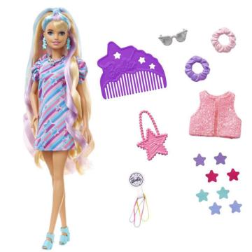 Papusa Barbie Totally Hair Star, blonda, 15 accesorii