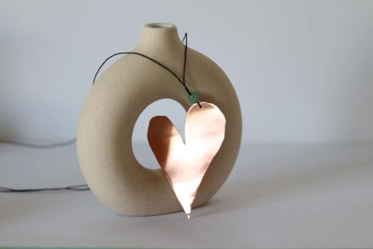 Colier snur cu inima de cupru de la Raw Jewellery Srl