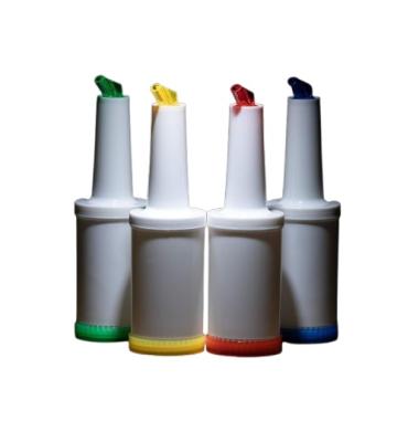 Sticla bar cu baza si picurator colorate, 1 litru de la Ad Horeca Concept Srl