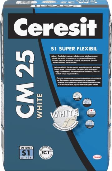 Adeziv flexibil de culoare alba Ceresit CM 25 25kg