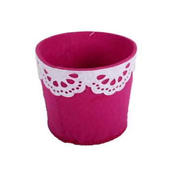 Cos pasla ciclam cu dantela alba, 11cm de la Distinctiv Store Srl