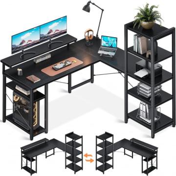 Birou de colt 140 x 137 cm negru, cu structura metalica