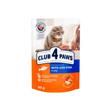Hrana plic pisica Cod in Jelly 80g - Club 4 Paws
