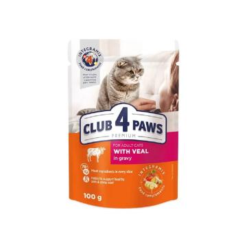 Plic hrana umeda pisica vita in sos 100g - Club 4 Paws