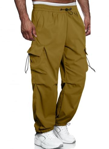 Pantaloni largi, sport, cu buzunare, pentru barbati crem