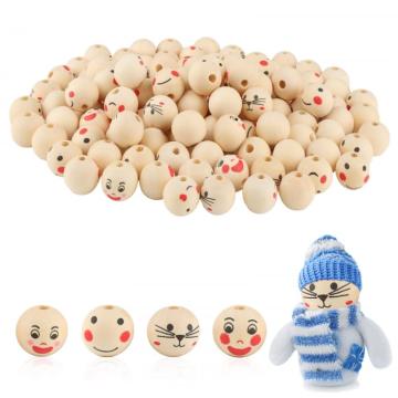 Margele Smile din lemn natural de 20 mm