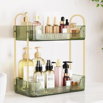 Suport transparent pentru organizare produse cosmetice verde