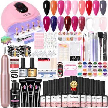 Kit de lac de unghii semi-permanent cu 15 culori si lampa UV de la Molifag Srl