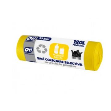 Saci menajeri galbeni, 120L, Oti, 70x112cm, 10 buc./rola