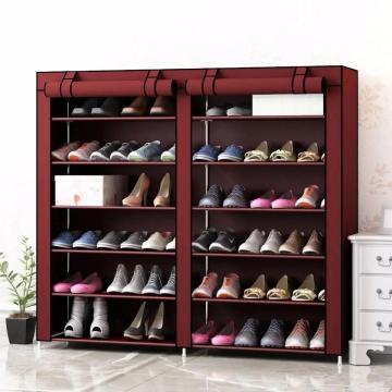 Dulap de pantofi textil dublu cu 12 rafturi