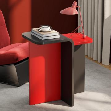 Masuta laterala de cafea, pe 2 nivele, rosu negru