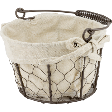 Cos servire paine rotund Raki 22x21x14cm din metal si panza