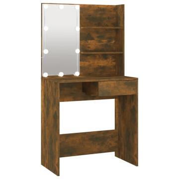 Masa de toaleta cu LED, stejar maro, 74,5x40x141cm de la Comfy Store