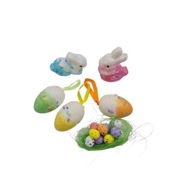 Set decorativ iepurasi, iarba, oua mari si mici