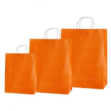 Set 100 bucati, pungi albe colorate portocaliu, 32x12x41cm de la Sanito Distribution Srl