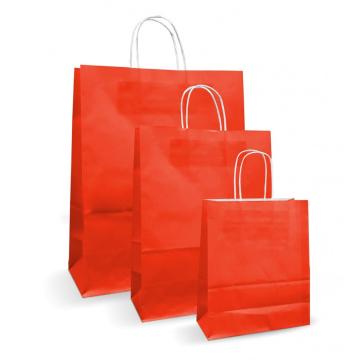 Set 100 bucati, pungi albe colorate rosii, 32x12x41cm