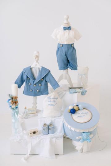 Set complet botez (trusou) - Noah - albastru de la Andreeatex