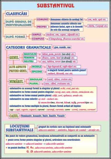 Plansa educativa substantivul/ cazurile substantivului (duo)