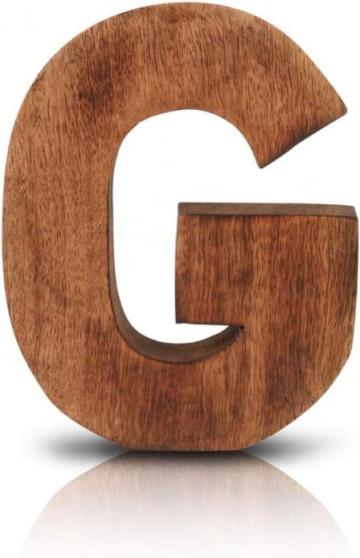 Litere ornamentala sculptata in lemn maro, 20x15x4cm