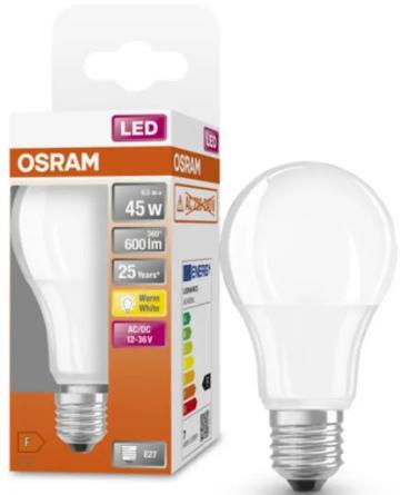 Bec LED Osram Classic A60, E27, 12-36V AC/DC, 6.5W (45W) de la Eve Nasia S.r.l