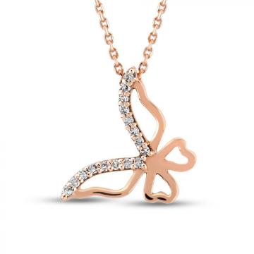Colier din aur roz de 18K cu diamante de 0.04 carate
