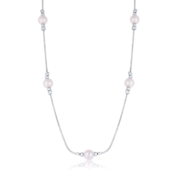 Colier din argint 925 cu perle roz placat cu rodiu de la Sandra Ferretti Srl