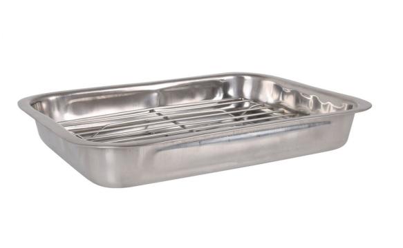 Tava inox pentru cuptor, cu grill, 34x24 cm de la Ad Horeca Concept Srl