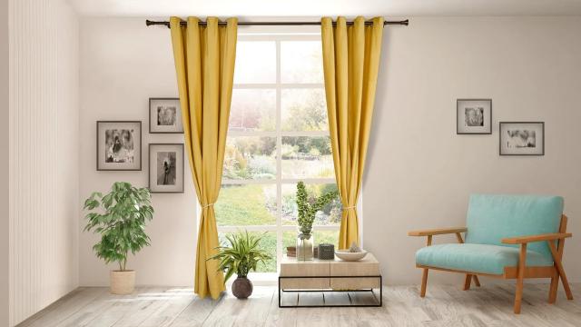 Set 2 draperii catifea 140x270 cm - galbene de la Eve Nasia S.r.l
