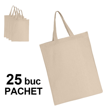 Sacosa bumbac mica, natur, 22 x 26 cm, 25 bucati de la Best Media Style Srl