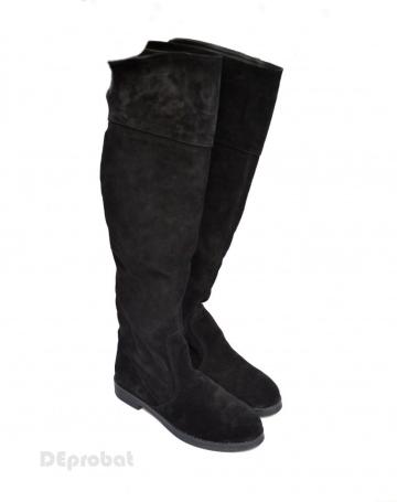 Cizme dama negre velur din piele naturala G351
