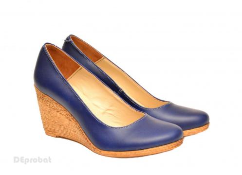 Pantofi albastri dama eleganti - casual din piele naturala
