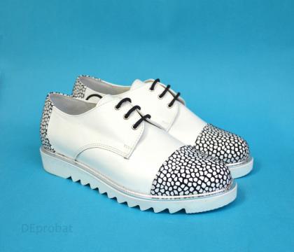 Pantofi albi dama casual din piele naturala P366