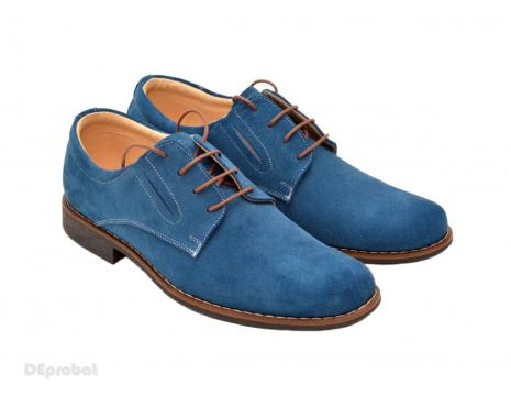 Pantofi barbati piele naturala velur albastri electric de la Deprobat.ro