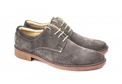 Pantofi barbati piele naturala velur gri casual-eleganti de la Deprobat.ro