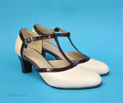 Pantofi dama albi eleganti din piele naturala P361