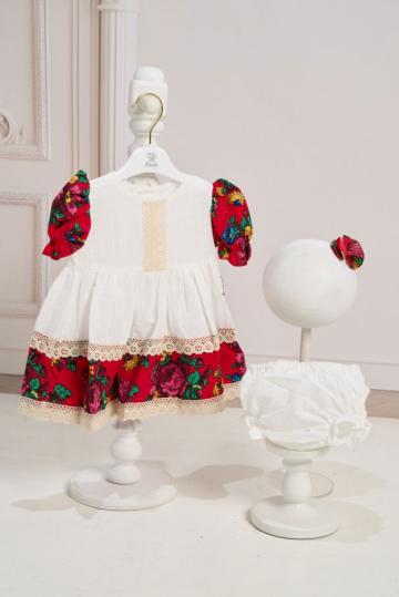 Rochita botez Spic de grau - rosu (maneca scurta) de la Andreeatex
