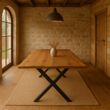 Masa dining Adam din lemn masiv de stejar, 200x95x75 cm de la Atelier, Nr. 49