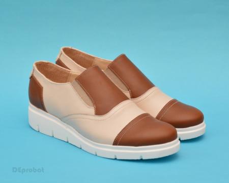 Pantofi dama bej casual-eleganti din piele naturala de la Deprobat.ro