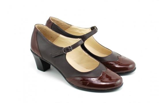 Pantofi dama eleganti din piele naturala maro cu toc de 5 cm de la Deprobat.ro