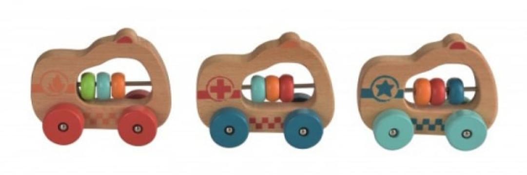 Jucarie pentru bebe, masinuta din lemn, Egmont Toys