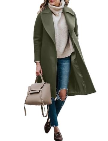 Palton elegant pentru femei, gros, casual, verde 2XL de la Molifag Srl