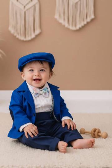 Costum botez Romeo - albastru royal de la Andreeatex