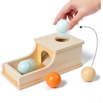 Joc Montessori din lemn natural Cutia permanentei cu 3 bile de la Saralma Shop Srl