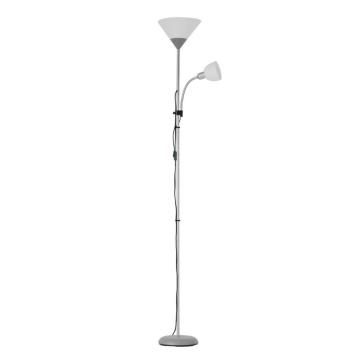 Lampadar Basic argintiu, 2 becuri E27/E14, 177cm