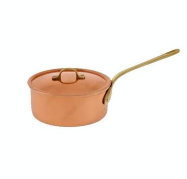 Cratita din cupru 18 cm cu capac si maner din bronz